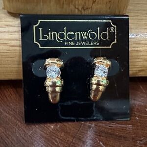 Lindenwold Gold and Silver Crystal NEW Stud Earrings Gift